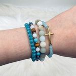 Stainless Steel Cross beaded Arm Candy Bracelet Photo 0