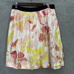 Loft skirt womens 8 pink floral watercolor abstract linen blend romantic girly Photo 0