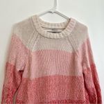Aerie  AMERICAN EAGLE Heathered Crew Sweater Cream Ivory Coral Colorblock Cotton Photo 3