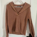 Brave Soul Tan V-Neck Sweater Ribbed Knit Photo 0