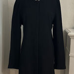 Eileen Fisher Stand Up Collar Waffle Knit Long Dress Jacket Black Size Large Photo 0