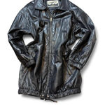 Vintage 90s Black Leather Car Coat Size M Photo 0