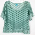 H.I.P. Vintage Women’s Green Polka Dot Mesh Top Size Medium Photo 0