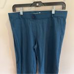 Betabrand  Straight Leg Large Petite Dress Pant Yoga Pants  Teal Blue Printed Photo 1