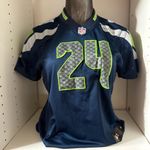 Nike Seattle Seahawks #24 marshal lynch jersey, stitched on field jersey, size med Photo 15