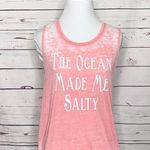EXPRESS Coral Pink “The Ocean Made Me Salty” Beach Burnout Tank Top Size XS Photo 6