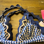 Xhilaration Xhiliration Plaid Gingham Preppy Bikini Top Scalloped Blue Small Photo 1