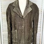 ZASHI Vintage 80's Crushed Velvet Crinkle Blazer Moss Green Photo 0