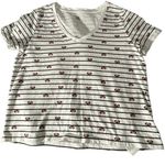 Disney  Minnie Mouse Ears White V-Neck Logo Shirt Size Med EUC #1643 Photo 0