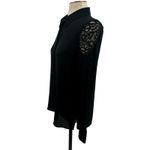 Claudie Pierlot Lace Sleeve Blouse Button Down Top Black Size 36 US 4 Photo 3