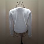 MERRY Fuzzy Sweater with Red and Green Sequin Design White Photo 8