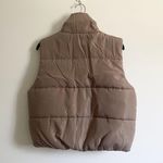 Cute Puffy Puffer Vest Jacket Tan Photo 2