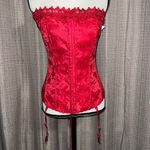 Frederick's of Hollywood  size 42 sweetheart red lace up corset red double laces Photo 14