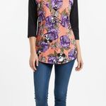 LuLaRoe Woman's Minnie Mouse Floral Raglan 3/4 Sleeve Top Colorful XXS Photo 0