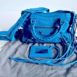 Balenciaga Metallic Edge Classic Mini City Crossbody Bag Blue Brand New Photo 3