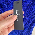 Lulus  Blue Sequin Fringe Mini Dress Womens L Halter Party Baddie Bling Prom Photo 5