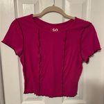 SO  Pink Cropped Ruffled T-Shirt Photo 0