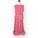 LDT Peplum Waist Gown Women's 4 Pink Rose Sleeveless V Photo 4