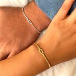 Boutique NEW Unisex‎ Couple White Gold Plated S925 Knot Bracelet 6-8” Photo 6