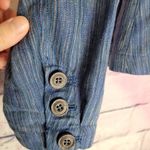 Anthropologie  CARTONNIER BLUE WHITE LINEN BLEND BUTTON FRONT LIGHTWEIGHT BLAZER Photo 4