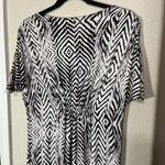 Soma V Neck Dress Stretchy Jersey Knit Knee Length Cream Black Diamond sz S Photo 6