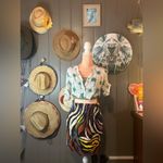 Funky Zebra Multicolor Linen Blend Skirt XS Black Photo 2