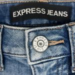 EXPRESS  Denim Shorts Womens 0 Medium Wash Two Tone Frayed Hem Retro Cowgirl Photo 3