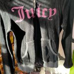 Juicy Couture  2012 velour Black full zip Hoodie with Pink glittery Logo Photo 2