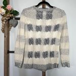 J Crew Long Sleeve Crew Neck Ivory Navy Marbled Knit Cotton Sweater Size XXS Photo 3
