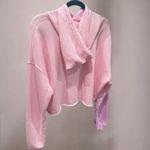 Revolve “Born Again Christian Dior” Pink Cropped Hoodie M NWOT Photo 4