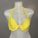 Birdsong Bikini Top Womens Medium Yellow White Polka Dot Halter Padded Swimwear Photo 0