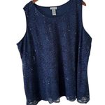 Catherines Sequin Lace Tank Top Sleeveless Party Plus Size 28W Blue Photo 0