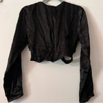 ZARA  Cut Out Satin Effect Crop Top Black Silky Sexy Night Long Sleeve Small Photo 5