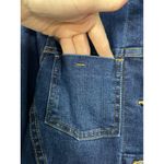 Tahari NWT  Dark Wash Denim Cropped Jacket Raw Hem Gold Buttons Size XS Photo 8