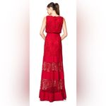Tadashi Shoji Red Lace Illusion Maxi Gown Women’s Size 4 Formal Evening Dress Photo 1