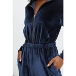 Fabletics Velour Zip Wide Leg Jumpsuit Navy Blue L Loungewear Y2K Athleisure Photo 2