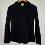 Loft Ann Taylor  Black Fitted Dress Shirt Women’s Size 6 Stretch Classic Career Photo 0