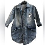 Denim coat 3/4 length sleeves Sz Medium Blue Photo 0