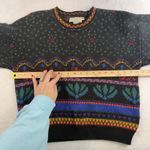 Vtg 90s M Medium Sweater Cotton Knit Boxy Boho Cottagecore Grunge USA Grannycore Black Photo 6