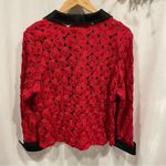 D&Y Vintage 80’s tuxedo rad 3D swirl mesh black collar french cuff zip front jacket Photo 2