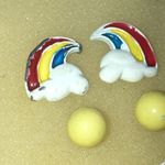 Rainbow and Gemstone Vintage Retro Boho Earrings Set Red Photo 3