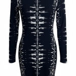 Parker Womens Mariel Psych Cutout Mini Long Sleeve Dress Size Large Navy Blue Photo 0