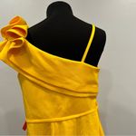 Mac Duggal Ieena for  55286 Lemon Yellow One Shoulder Ruffle Mini Dress Size 12 Photo 6