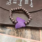 Handmade Purple Butterfly Charm Bracelet Cat’s Eye Beaded Y2K  Photo 3