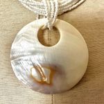 White abalone seed bead pendant necklace Photo 2