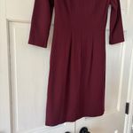 J. McLaughlin Size XS Burgundy 3/4 Sleeve Isabel Knot Front Sheath Dress Bow Photo 10