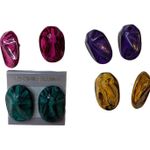 Vintage 80's Earrings Acrylic Pour Paint Stud Post 1" Fashion Express Bundle Green Photo 0