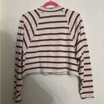 Free People Striped Long Sleeve Top - Cream and burnt orange color size small Photo 2
