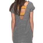 Roxy  NWOT Peak Moments Modal Dark Gray & White Striped Dress/Tunic Unique Back Photo 1