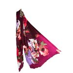 Floral Print Wrap Scarf Shawl Burgundy Purple Long Lightweight 21x72” Photo 1